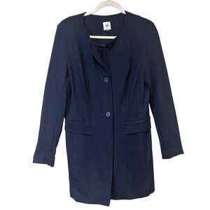 Cabi Navy Long Button Front Blazer Jacket Pockets Women's Medium
